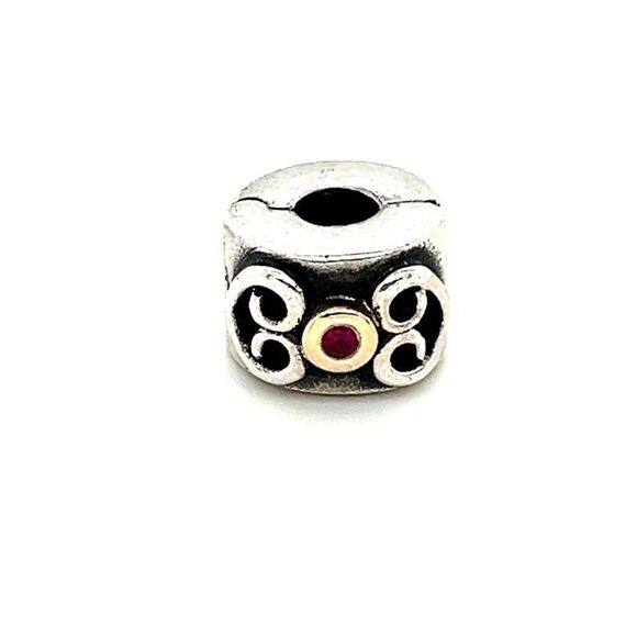 Pandora Two-Tone Ruby Clip Charm - Picture 1 of 3